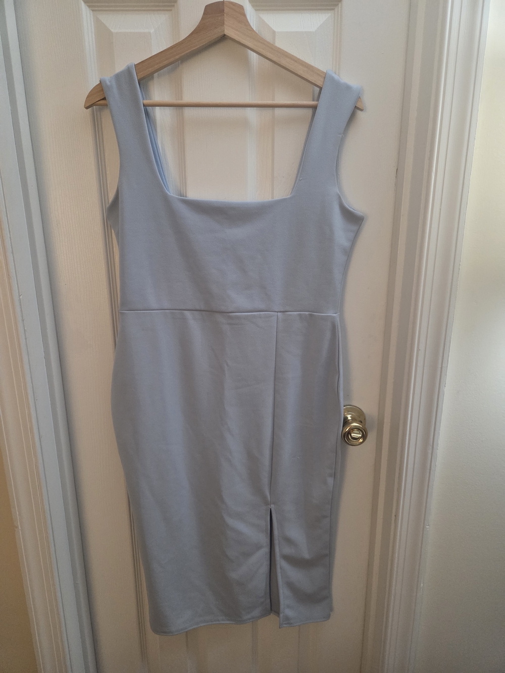 Nasty Gal Pale Blue Square Neck Bodycon Midi Dress